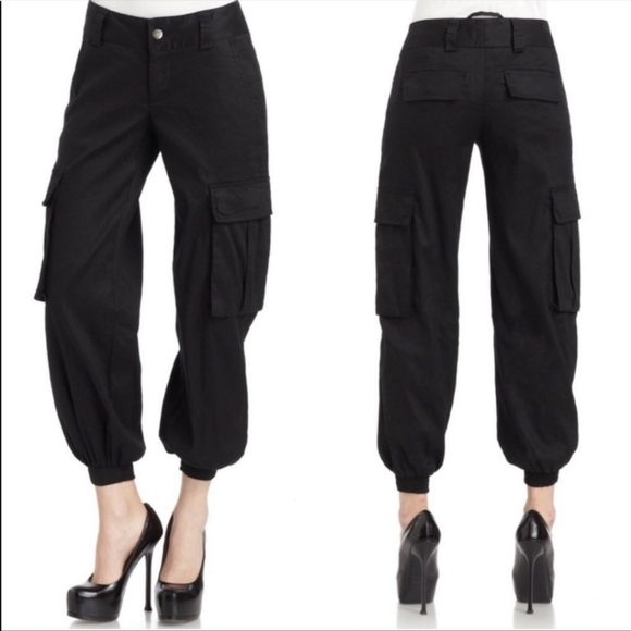 Alice + Olivia Pants - Alice + Olivia Black Cargo Joggers